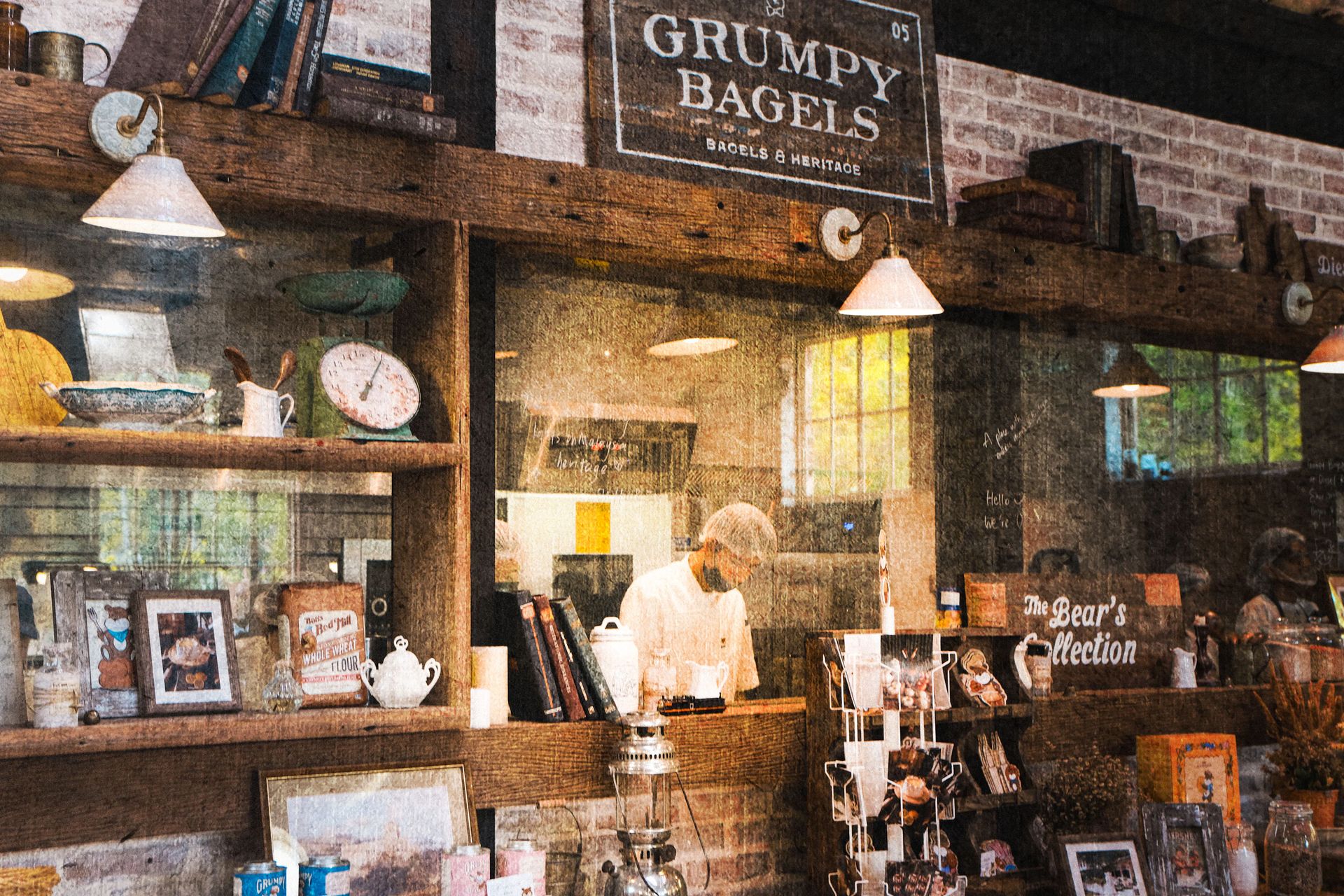 Vintage bagel shop interior